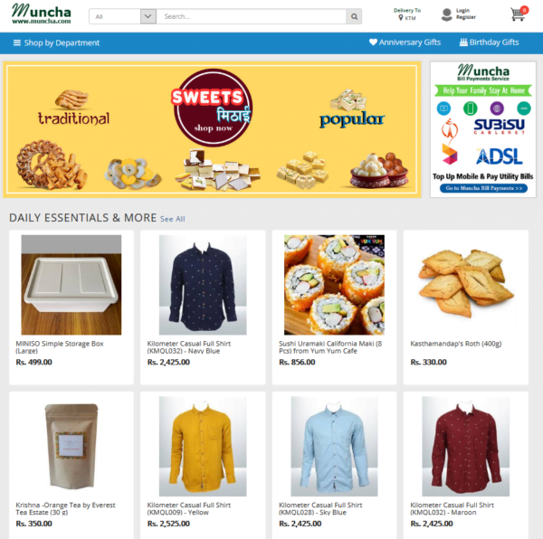 Top 5 Online Shopping Sites In Nepal NepaliTelecom   Muncha.com Online Shopping Gifts To Nepal 600x596 