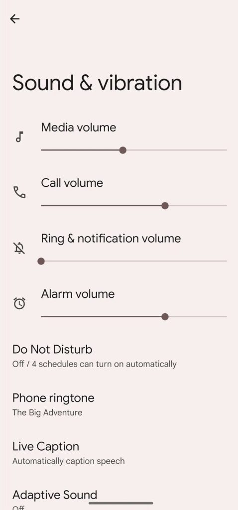 android separate ringtone and notification sliders option