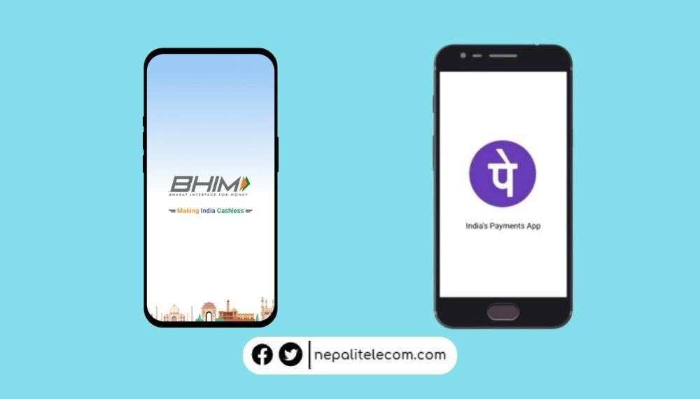 images shows BHIM and PhonePe digital wallets