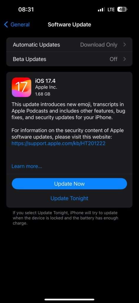 iOS 17.4 download 