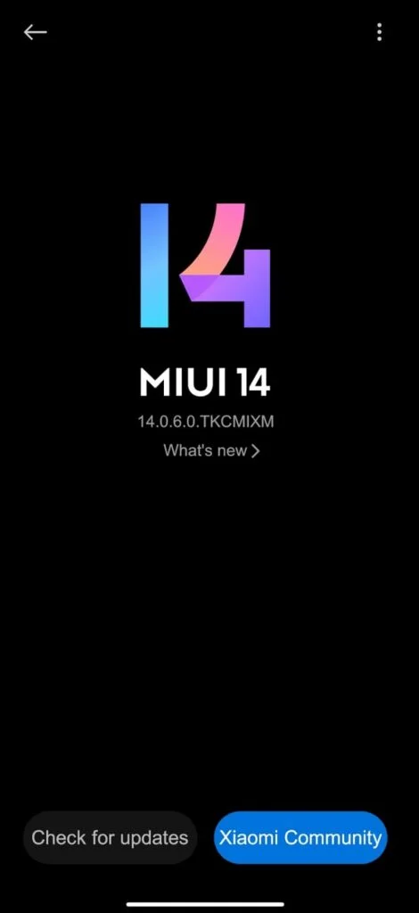 MIUI 14 update screen