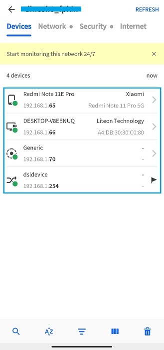 Fing WiFi users check