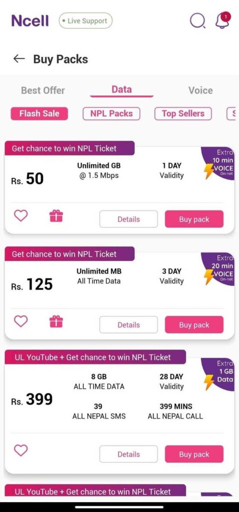 Ncell Flash Sales Pack