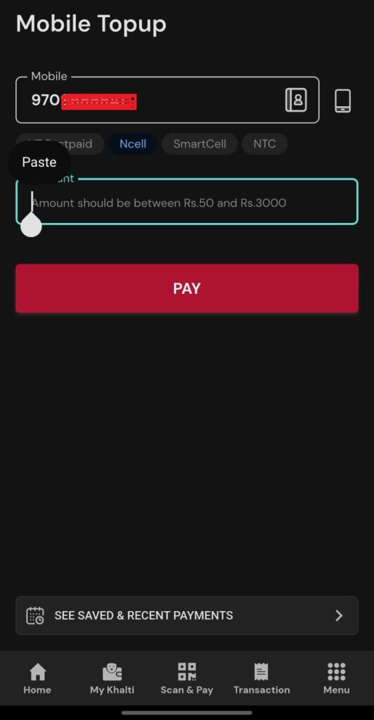 Ncell minimum recharge amount 