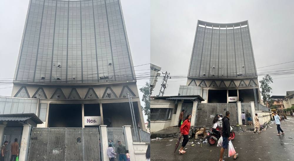 Ncell head office after fire during Gen Z protest