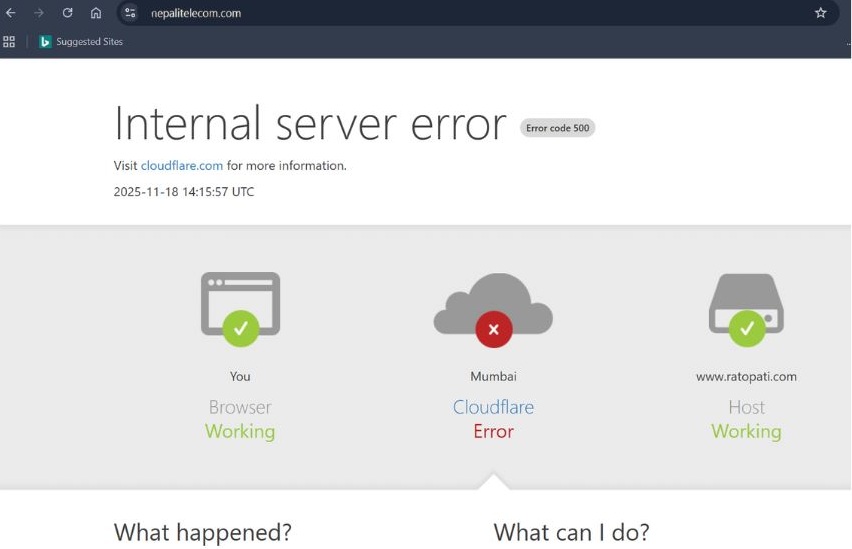 website down due to Cloudflare server issue